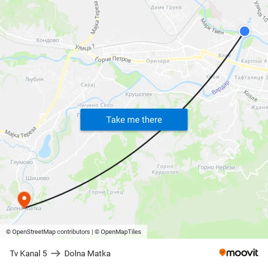 Tv Kanal 5 to Dolna Matka map