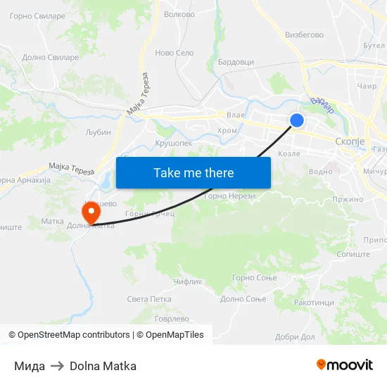 Мида to Dolna Matka map