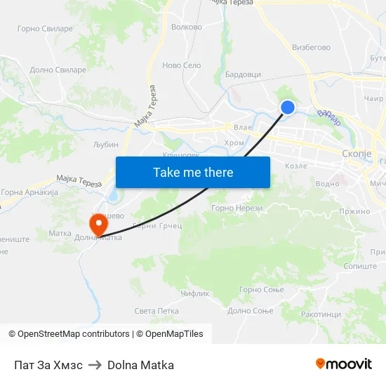 Пат За Хмзс to Dolna Matka map