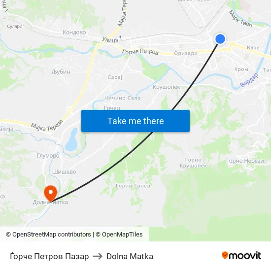 Ѓорче Петров Пазар to Dolna Matka map