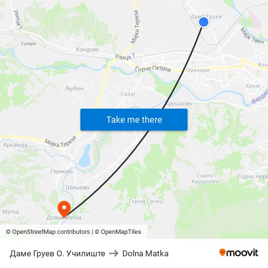 Даме Груев О. Училиште to Dolna Matka map