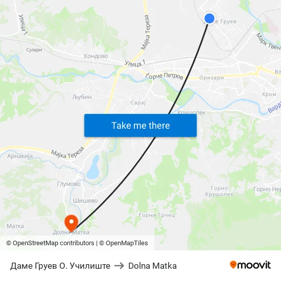 Даме Груев О. Училиште to Dolna Matka map