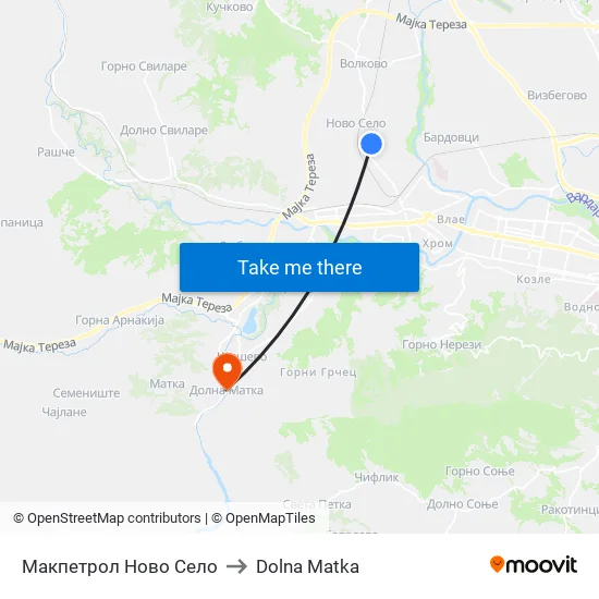Макпетрол Ново Село to Dolna Matka map