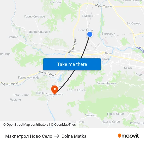 Макпетрол Ново Село to Dolna Matka map