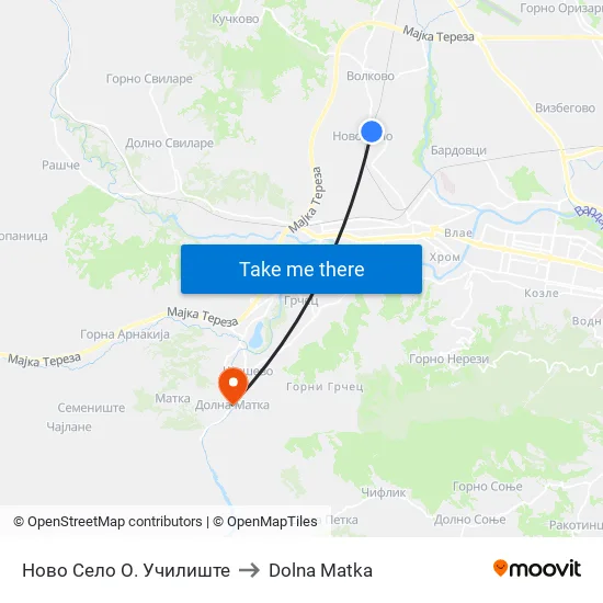 Ново Село О. Училиште to Dolna Matka map