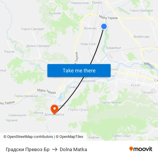 Градски Превоз Бр to Dolna Matka map