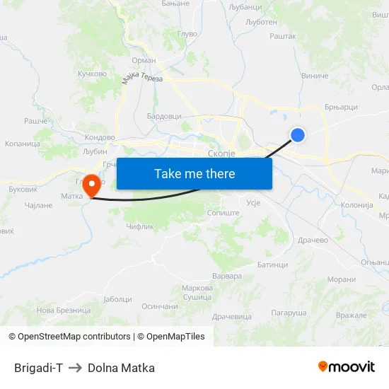 Brigadi-T to Dolna Matka map