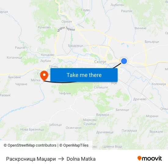 Раскрсница Маџари to Dolna Matka map