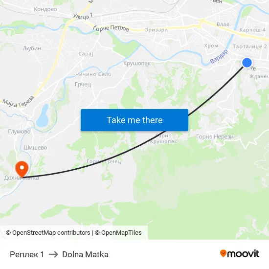 Реплек 1 to Dolna Matka map