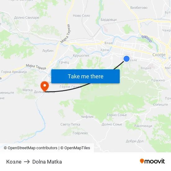 Козле to Dolna Matka map