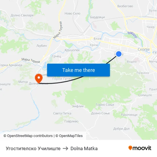 Угостителско Училиште to Dolna Matka map