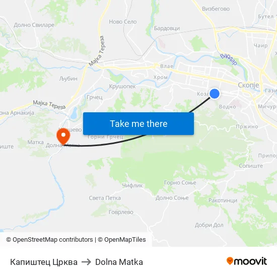 Капиштец Црква to Dolna Matka map