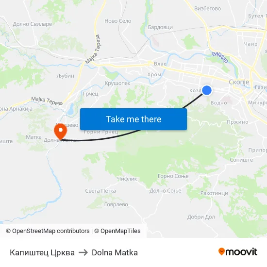 Капиштец Црква to Dolna Matka map