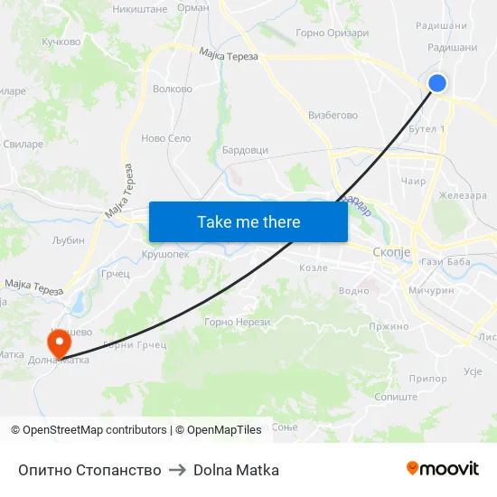 Опитно Стопанство to Dolna Matka map