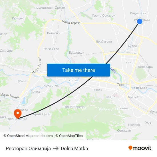 Ресторан Олимпија to Dolna Matka map