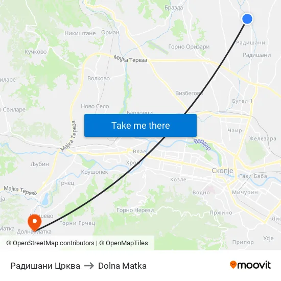 Радишани Црква to Dolna Matka map