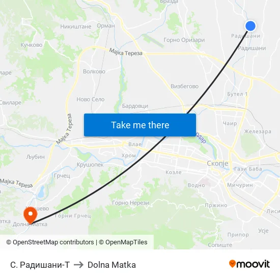 С. Радишани-Т to Dolna Matka map