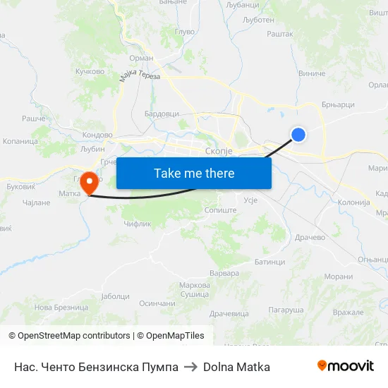 Нас. Ченто Бензинска Пумпа to Dolna Matka map