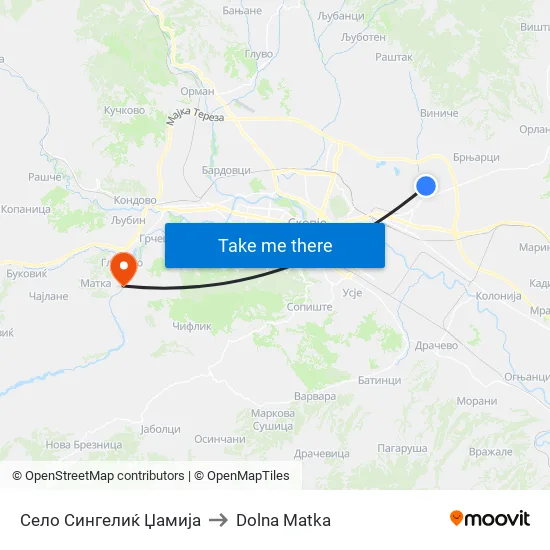 Село Сингелиќ Џамија to Dolna Matka map