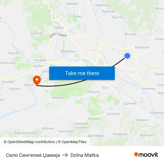 Село Сингелиќ Џамија to Dolna Matka map