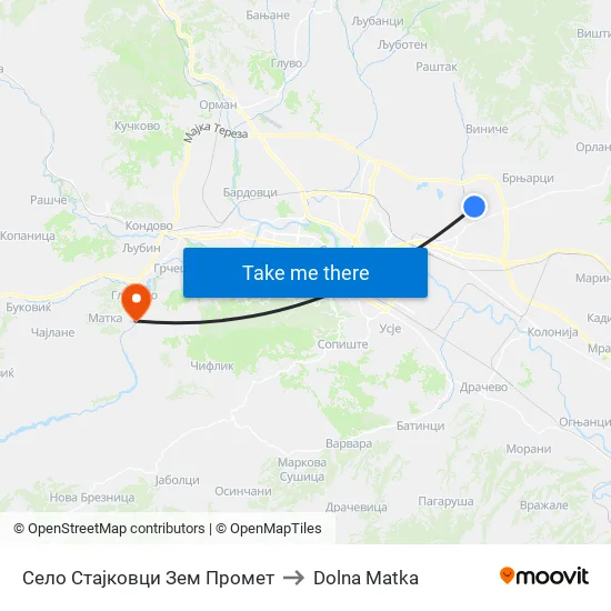 Село Стајковци Зем Промет to Dolna Matka map