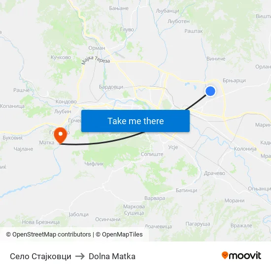 Село Стајковци to Dolna Matka map