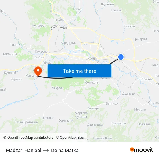 Madzari Hanibal to Dolna Matka map