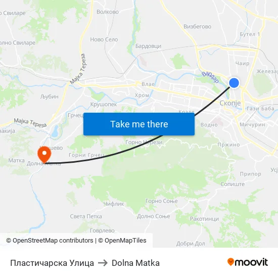 Пластичарска Улица to Dolna Matka map