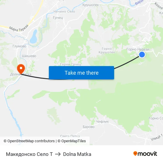 Македонско Село Т to Dolna Matka map