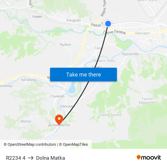 R2234 4 to Dolna Matka map