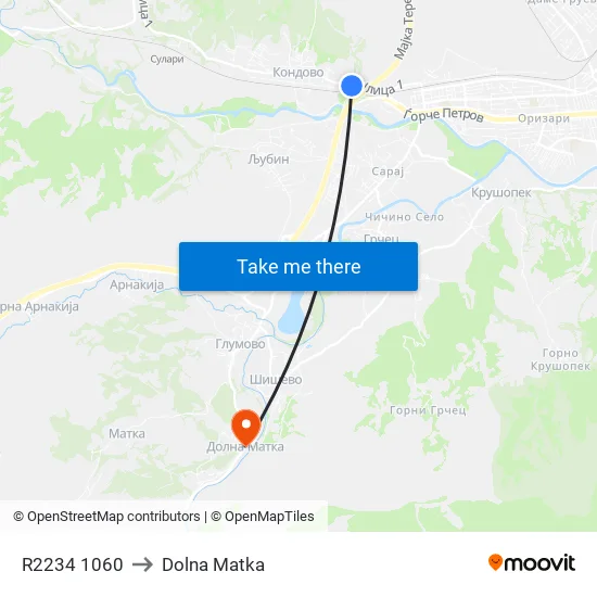 R2234 1060 to Dolna Matka map