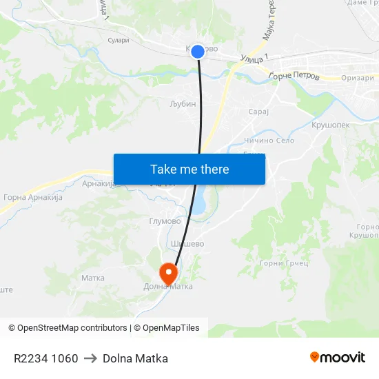 R2234 1060 to Dolna Matka map