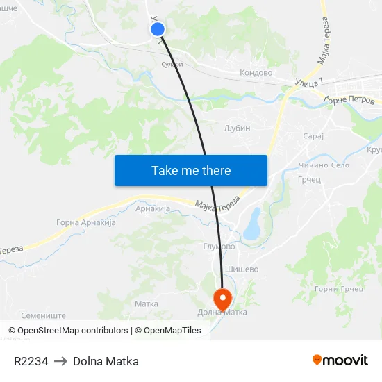 R2234 to Dolna Matka map