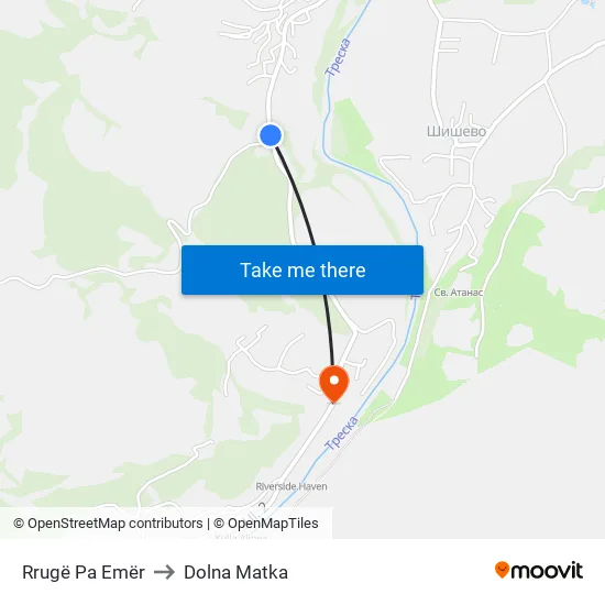Rrugë Pa Emër to Dolna Matka map
