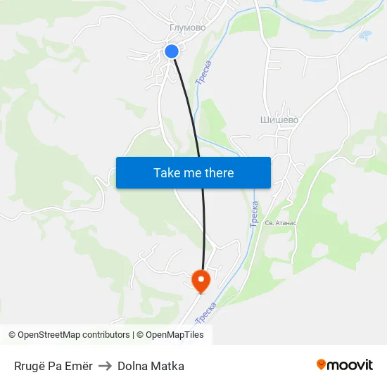 Rrugë Pa Emër to Dolna Matka map