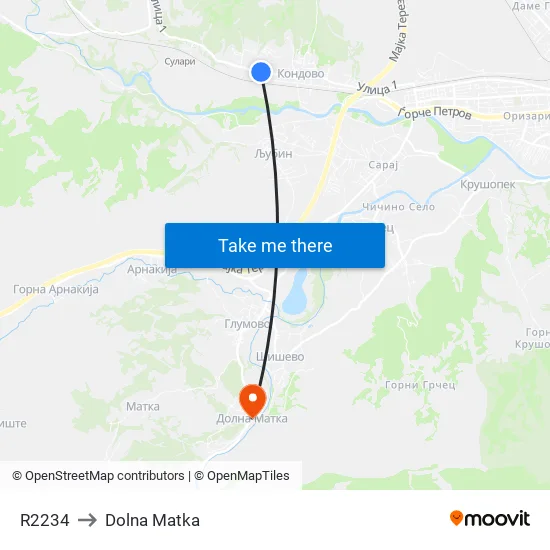 R2234 to Dolna Matka map