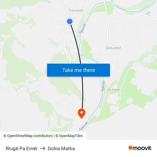 Rrugë Pa Emër to Dolna Matka map