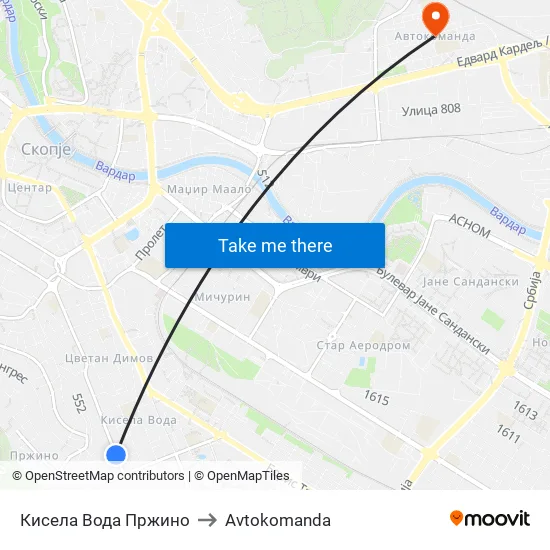 Кисела Вода Пржино to Avtokomanda map