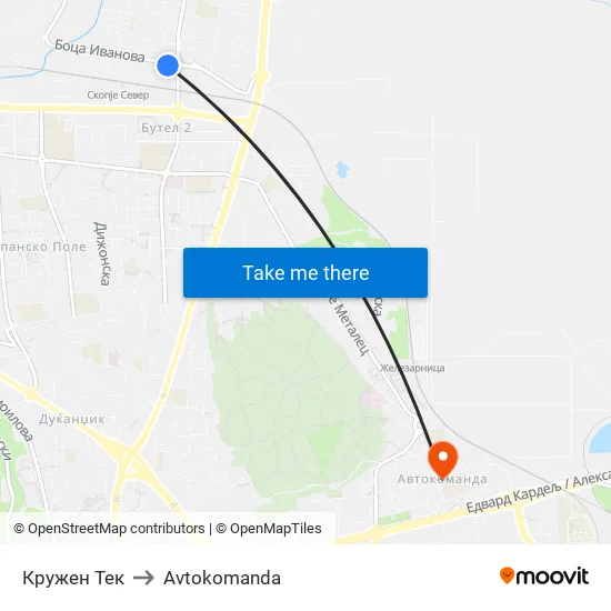 Кружен Тек to Avtokomanda map