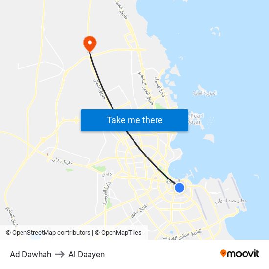 Ad Dawhah to Al Daayen map