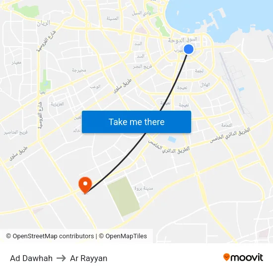 Ad Dawhah to Ar Rayyan map