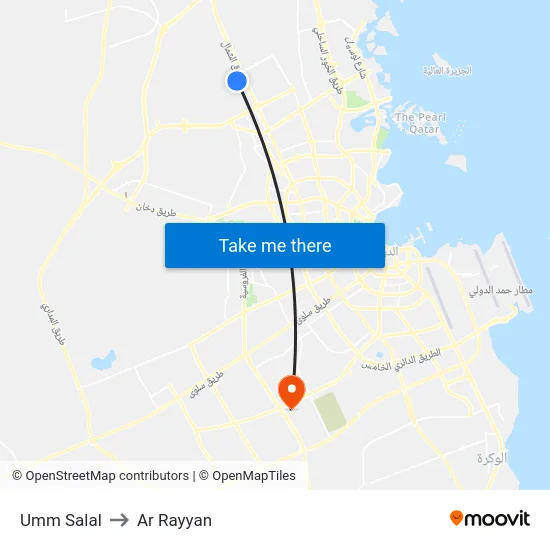 Umm Salal to Ar Rayyan map