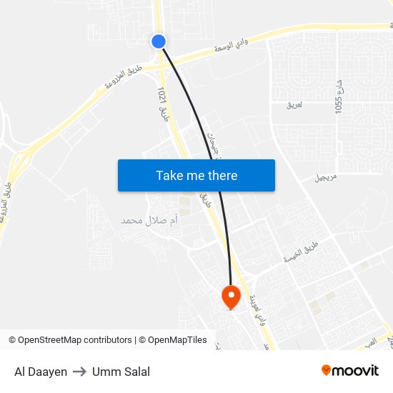 Al Daayen to Umm Salal map