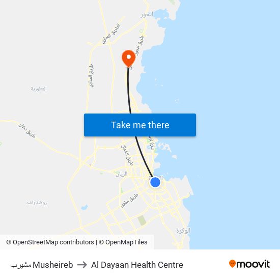 مشيرب Musheireb to Al Dayaan Health Centre map