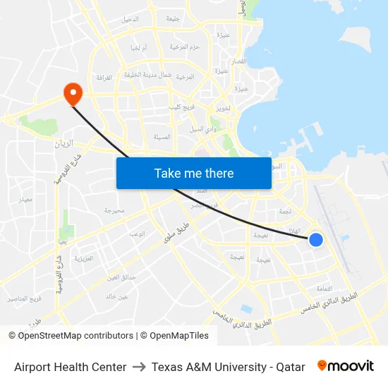 Airport Health Center to Texas A&M University - Qatar map