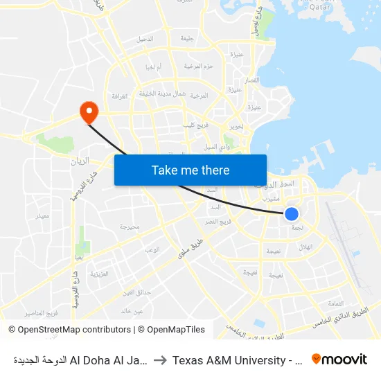 Al Doha Al Jadeda to Texas A&M University - Qatar map