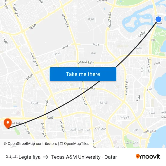 Legtaifiya to Texas A&M University - Qatar map