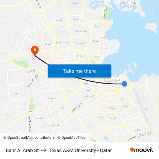 Bahr Al Arab St to Texas A&M University - Qatar map