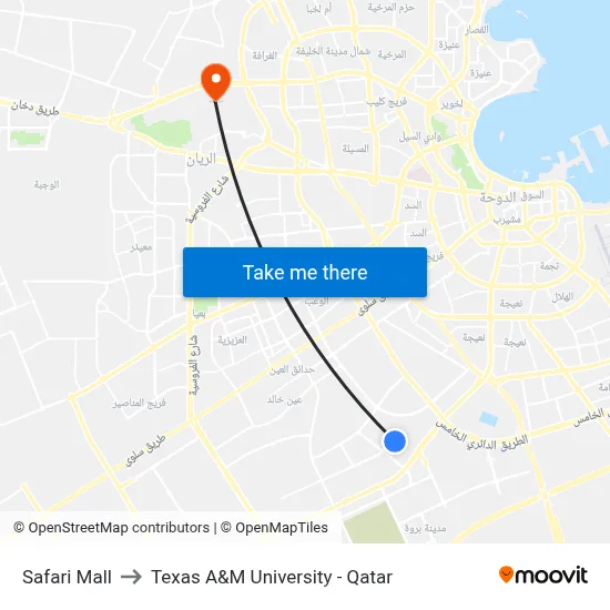 Safari Mall to Texas A&M University - Qatar map