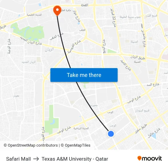 Safari Mall to Texas A&M University - Qatar map